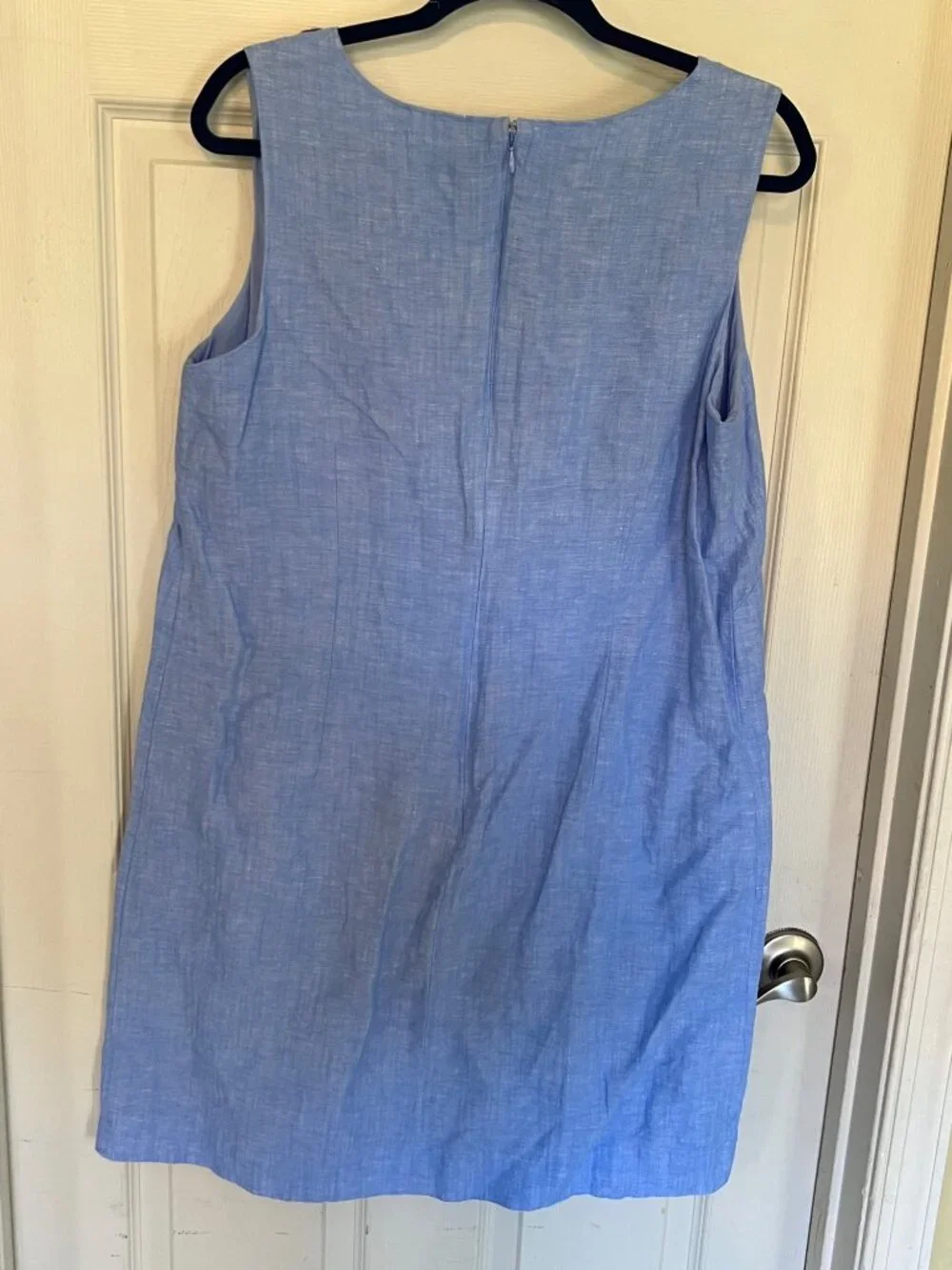 Talbots Embroidered Embroidered Butterfly Linen Shift Dress Blue Knee Length 12 - Picture 6 of 11